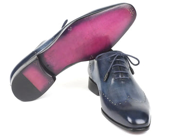 Paul Parkman Men's Burnished Wingtip Oxfords in Navy