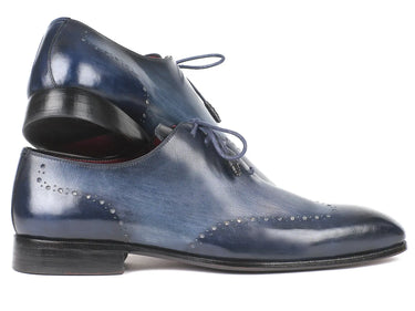 Paul Parkman Men's Burnished Wingtip Oxfords in Navy