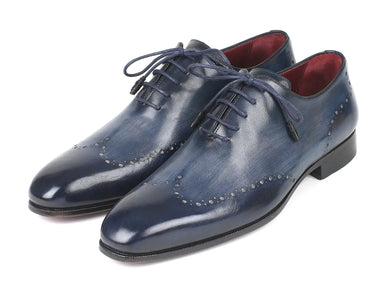 Paul Parkman Men's Burnished Wingtip Oxfords in Navy
