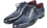 Paul Parkman Men's Burnished Wingtip Oxfords in Navy