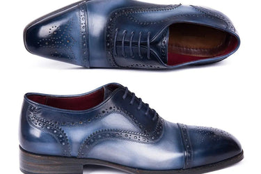 Paul Parkman Men's Cap Toe Oxfords in Blue & Navy