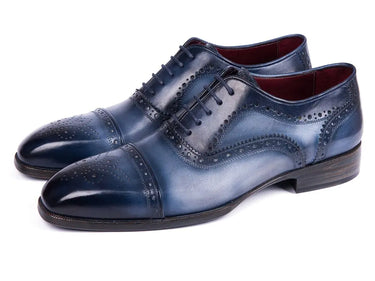 Paul Parkman Men's Cap Toe Oxfords in Blue & Navy