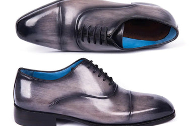 Paul Parkman Men's Cap Toe Oxfords in Gray Burnished