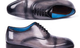 Paul Parkman Men's Cap Toe Oxfords in Gray Burnished