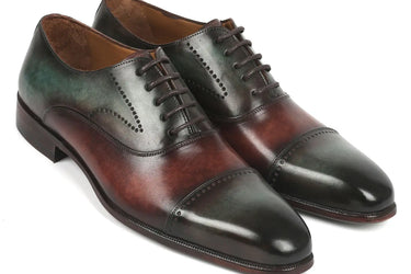 Paul Parkman Men's Cap Toe Oxfords in Green & Brown