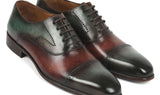 Paul Parkman Men's Cap Toe Oxfords in Green & Brown