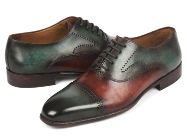 Paul Parkman Men's Cap Toe Oxfords in Green & Brown