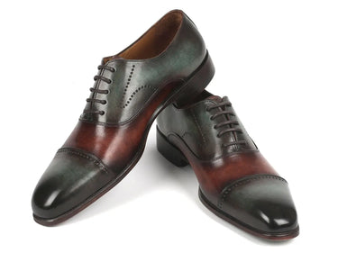 Paul Parkman Men's Cap Toe Oxfords in Green & Brown