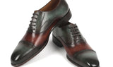 Paul Parkman Men's Cap Toe Oxfords in Green & Brown