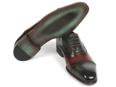 Paul Parkman Men's Cap Toe Oxfords in Green & Brown