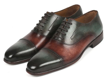 Paul Parkman Men's Cap Toe Oxfords in Green & Brown
