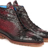 Paul Parkman Men's Croco-Embossed Leather Boots in Bordeaux
