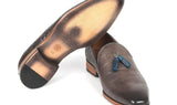Paul Parkman Men's Crocodile Embossed Calfskin Tassel Loafer in Gray