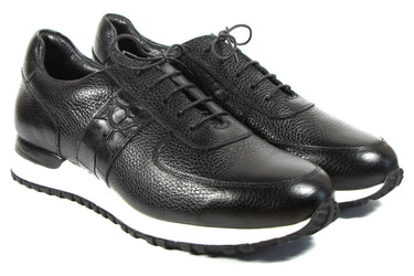 Paul Parkman Men's Floater Leather Sneakers in Black
