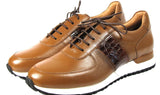 Paul Parkman Men's Floater Leather Sneakers in Cognac