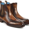 Paul Parkman Men's Handpainted Chelsea Boots Goodyear Welted in Brown