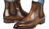 Paul Parkman Men's Handpainted Chelsea Boots Goodyear Welted in Brown