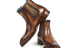 Paul Parkman Men's Handpainted Chelsea Boots Goodyear Welted in Brown