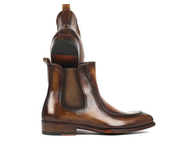 Paul Parkman Men's Handpainted Chelsea Boots Goodyear Welted in Brown