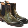 Paul Parkman Men's Handpainted Chelsea Boots Goodyear Welted in Green