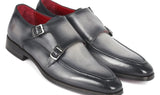 Paul Parkman Men's Leather Double Monkstrap Shoes in Gray
