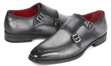 Paul Parkman Men's Leather Double Monkstrap Shoes in Gray