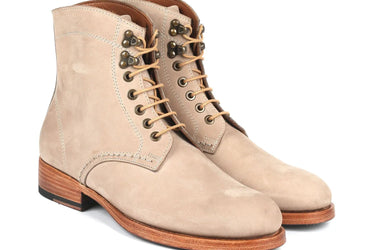 Paul Parkman Men's Nubuck Leather Boots in Beige