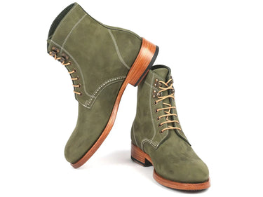 Paul Parkman Men's Nubuck Leather Boots in Green