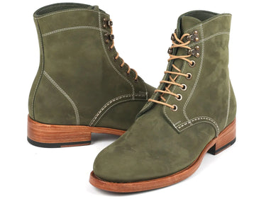 Paul Parkman Men's Nubuck Leather Boots in Green