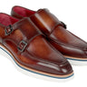 Paul Parkman Men's Smart Casual Monkstrap Shoes in Brown Leather