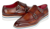 Paul Parkman Men's Smart Casual Monkstrap Shoes in Brown Leather