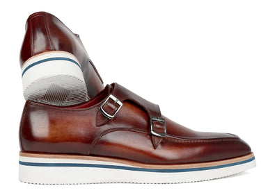 Paul Parkman Men's Smart Casual Monkstrap Shoes in Brown Leather