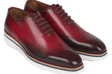 Paul Parkman Men's Smart Casual Wingtip Oxfords in Bordeaux