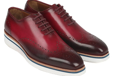 Paul Parkman Men's Smart Casual Wingtip Oxfords in Bordeaux