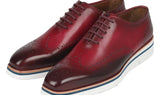 Paul Parkman Men's Smart Casual Wingtip Oxfords in Bordeaux