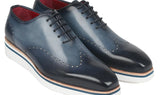 Paul Parkman Men's Smart Casual Wingtip Oxfords in Navy