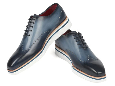 Paul Parkman Men's Smart Casual Wingtip Oxfords in Navy