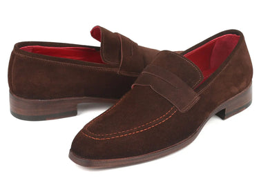 Paul Parkman Men's Suede Penny Loafers in Brown