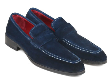 Paul Parkman Men's Suede Penny Loafers in Navy