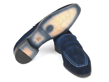Paul Parkman Men's Suede Penny Loafers in Navy
