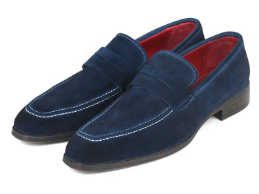 Paul Parkman Men's Suede Penny Loafers in Navy