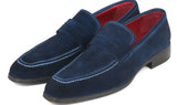 Paul Parkman Men's Suede Penny Loafers in Navy