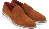 Paul Parkman Men's Suede Smart Casual Penny Loafers in Camel