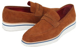 Paul Parkman Men's Suede Smart Casual Penny Loafers in Camel