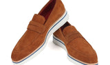 Paul Parkman Men's Suede Smart Casual Penny Loafers in Camel