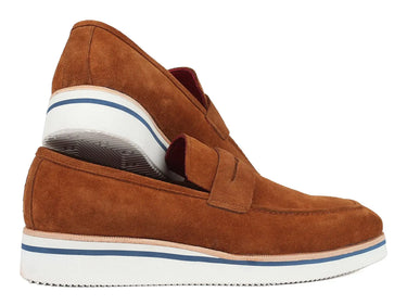 Paul Parkman Men's Suede Smart Casual Penny Loafers in Camel