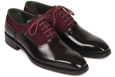 Paul Parkman Men's Suede & Black Patent Oxfords in Burgundy