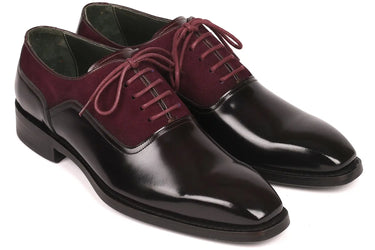 Paul Parkman Men's Suede & Black Patent Oxfords in Burgundy