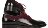 Paul Parkman Men's Suede & Black Patent Oxfords in Burgundy