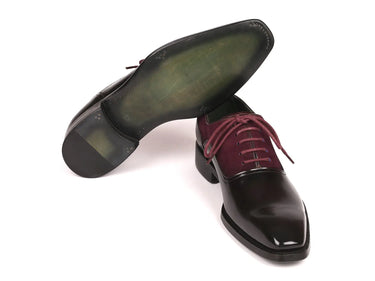 Paul Parkman Men's Suede & Black Patent Oxfords in Burgundy